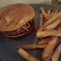 Barbecue Chicken Sandwich and Fries at Shahar in Louisville