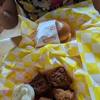 Chicky sando and wings at Shahar in Louisville