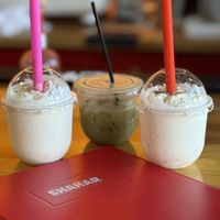 Peaches’N Cream Milkshake & Macha  at Shahar in Louisville