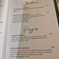 Vegan menu - top half at Totale Pizzeria Alvalade in Lisbon