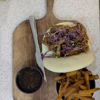 Vegan Bao buns with sweet potato fries at Holy Dumpling! in Colombo