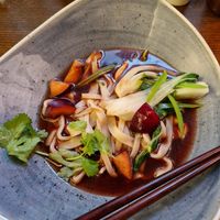 Scharfe Pflaumensuppe vegan at Oxymoron in Berlin