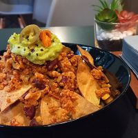Nachos con Chili de soja con guacamole at Black Cat - Café Bar in Murcia