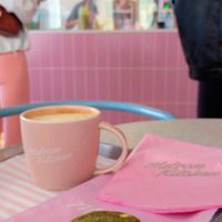 Matcha cookie and oat latte at Melrose Kitchen Eaux-vives - The Health Corner in Geneva