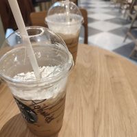 Cafe latte with vegan whipped cream at Starbucks - Napoli Galleria in Naples