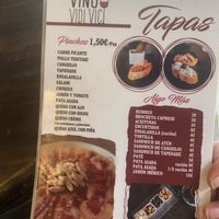 Menu  at Vino vidi vici in Tenerife