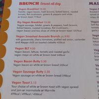 Vegan menu at Durano Lounge in Tynemouth
