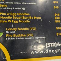 Vegan soups on the other side of the menu at Dong Nai in Austin