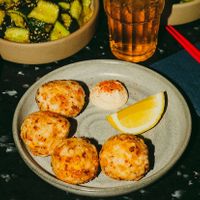 Tempura cornballs w/ mayo (vg option available for mayo) & spicy cucumber salad  at Bar Yuki in Milton