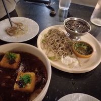 Zaru Soba and Mushroom Agedashi (with Tofu). at Bar Yuki in Milton