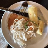 Yuca and slaw with some hot sauce  at Pupusas Paradise in Denver