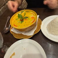 Green Curry with white rice at Thai Smile Cuisine in Hilton Head Island