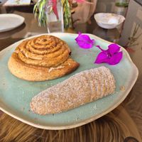 Cinnamon roll and cinnamon worm at La Espiga Dorada Pan in Cuernavaca