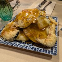 Eggplant with peach sauce at Mestiça NewClassic in Cordoba