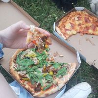 Vegan special pizza with seitan Döner and vegan cheese at Dilgelay in Stuttgart