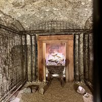 Four stories below the restaurant is this crazy tunnel.   I couldn't find any explanation for it.  at The Inn at Death Valley Dining Room in Death Valley