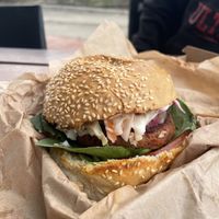 Vegan meat burger   at Ferry Cafe in Paynseville