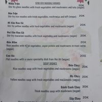 Menu at Quán Chay Gieo Duyên in Da Nang