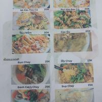 Menu at Quán Chay Gieo Duyên in Da Nang