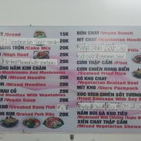 Menu on the wall at Quán Chay Gieo Duyên in Da Nang