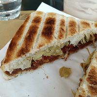 Toastie with veg cheese, artichokes, sun-dried tomatoes at Biosapori Paese in Castagnole