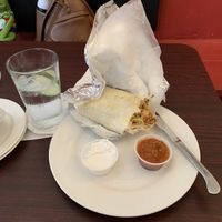 Vegan breakfast burrito and vegan water with cucumber   at Earth Bistro in Cleveland
