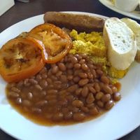 Vegan English breakfast platter at Earth Bistro in Cleveland