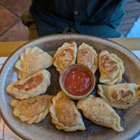 Mushrooms and cabbage feied pierogi at Pierogarnia Stary Młyn in Bydgoszcz