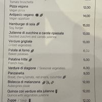 Vegan Menu on the Main Menu at Alla Bracioleria Vaticano in Rome