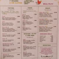Menu at KALI MA in Puerto Varas