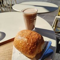 Pain du chocolat and hot chocolate at Land & Monkeys - Les Halles in Paris