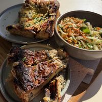 Quiche, focaccia, fennel-carrot saladd  at Land & Monkeys - Les Halles in Paris
