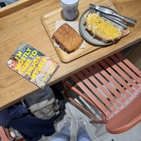 Ube latte 💜☕️, croque monsieur 🍞🧀 & pain suisse 🍫😌✨  at Land & Monkeys - Les Halles in Paris