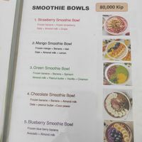 Smoothie bowls at Riceberry Restaurant in Luang Prabang