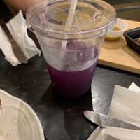 house made pineapple hibiscus lemonade, amazing at first, then you realize the flavors domt really go together but still yummy and sweeet at 24 Carrots in Tempe