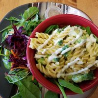 Mac,  broccoli and cashew cheese at 24 Carrots in Tempe