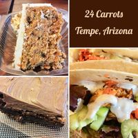 Vegan GF Carrot cake, brownie, and Buffalo Cauliflower Wrap at 24 Carrots in Tempe