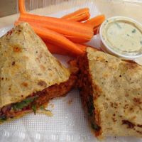 Buffalo Cauliflower Wrap (delicious!)  at 24 Carrots in Tempe