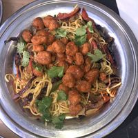 Indo-Chinese Soy Chicken and Noodles Plate. This was amazing at The Sudra - 28th Ave in Portland