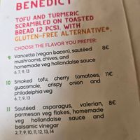 Vegan menu items at Too Much - Brunch e Café in Lecce