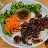 Better Meat Garlic Lemongrass Dish at Village of OM in Sacramento