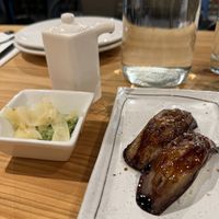 Eggplant nigiri  at Village of OM in Sacramento