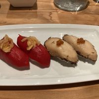 Roasted Red Pepper, Lions Mane Nigiri #Veganuary at Village of OM in Sacramento