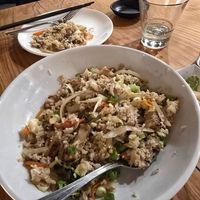 Lion's mane fried rice at Village of OM in Sacramento