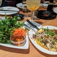 Vietnamese Crepe: 
w/ Shiitake Mushrooms, Mung Beans, Tofu, Bean Sprouts, Asian Herbs, Vinaigrette Sauce at Village of OM in Sacramento