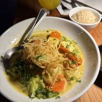 moms curry and the mango madness in the back  at Village of OM in Sacramento