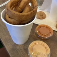 Rings of Onion w/various dips, as one needs 🤤  at Bad Garden Kitchen in Lancaster