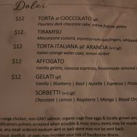 Dessert (Dolci) at FERRO in Idyllwild