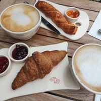 Croissants and coffees at Le Pain Quotidien - Lepic in Paris