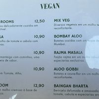 Vegan menu  at Green Diamond Indian Restaurant & Bar in Porto
